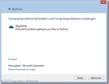 OneDrive, SkyDrive Troubleshooter