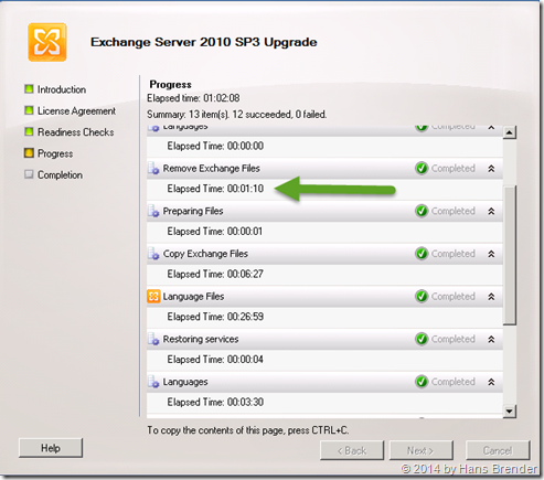 Exchange Server 2010 SP3 Upgrade: Prozess Remove Exchange Files