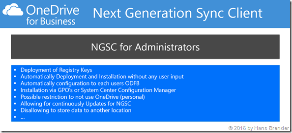 Next Generation Sync Client for adminstrators