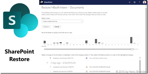 Restore of Files from doclibs in SharePoint Online