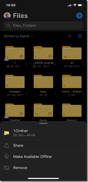 
iOS: OneDrive For Bussines with Add to OneDrive - Remove)