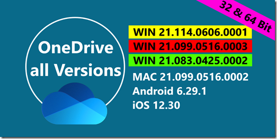 OneDrive Versions: 21.114.0606.0001